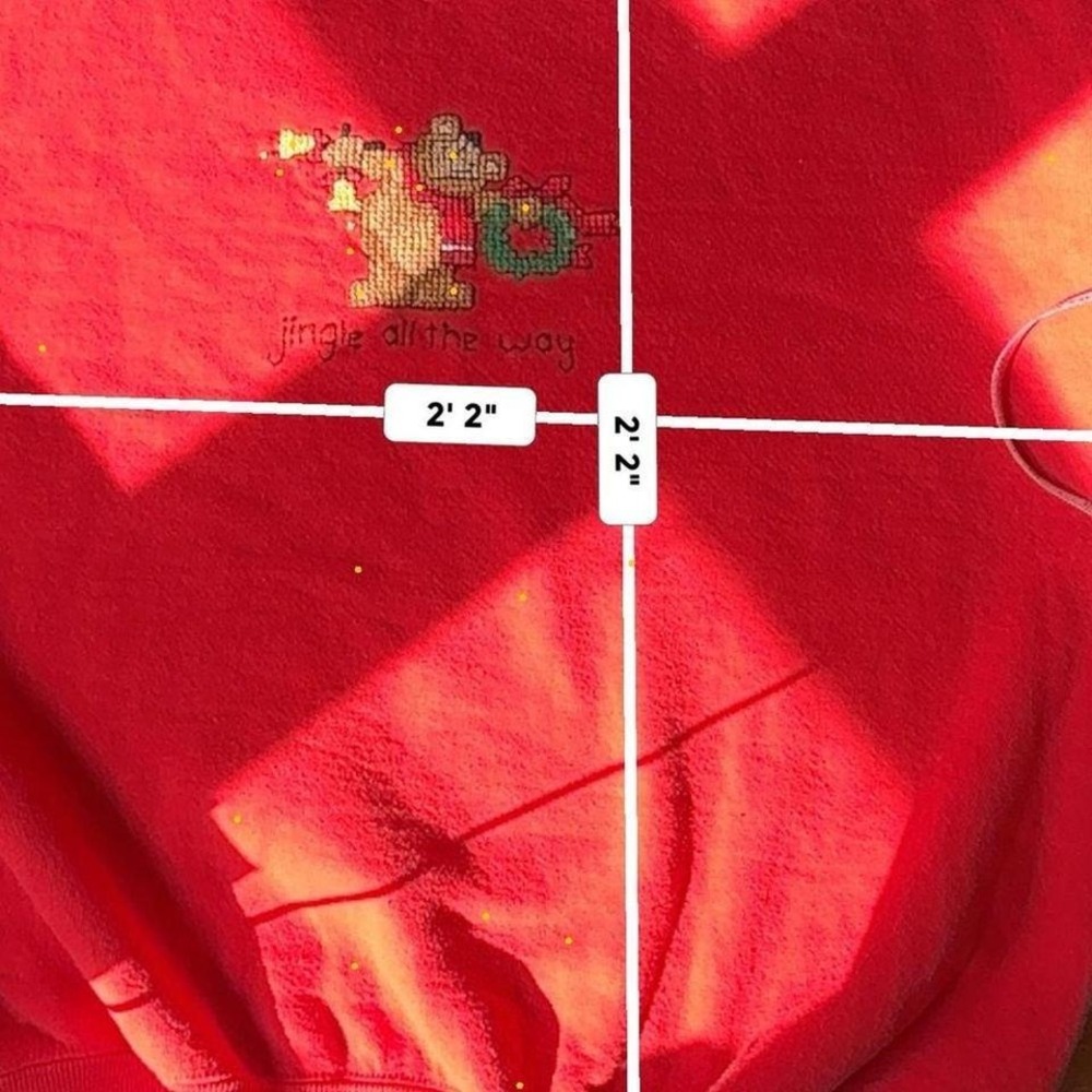 Vintage Russell Athletic Red Christmas Sweatshirt XL Jingle Cross-Stitch bear - Picture 6 of 8